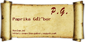 Paprika Gábor névjegykártya